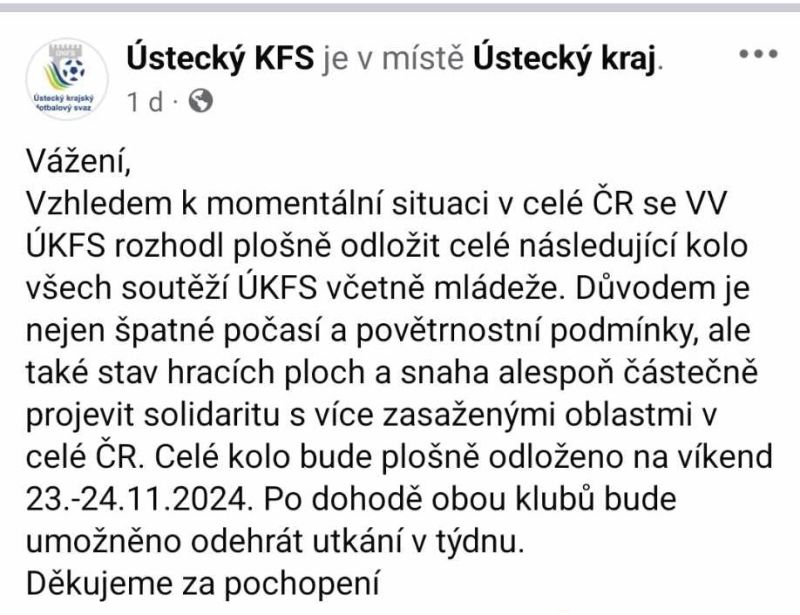 Vyjádření Ústeckého KFS na facebooku