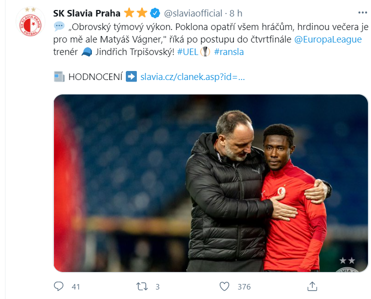 Zdroj: Twitter @slaviaofficial